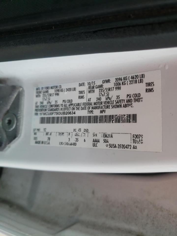 Photo 10 from auction – 2016 FORD ESCAPE S with VIN 1FMCU0F75GUB20834