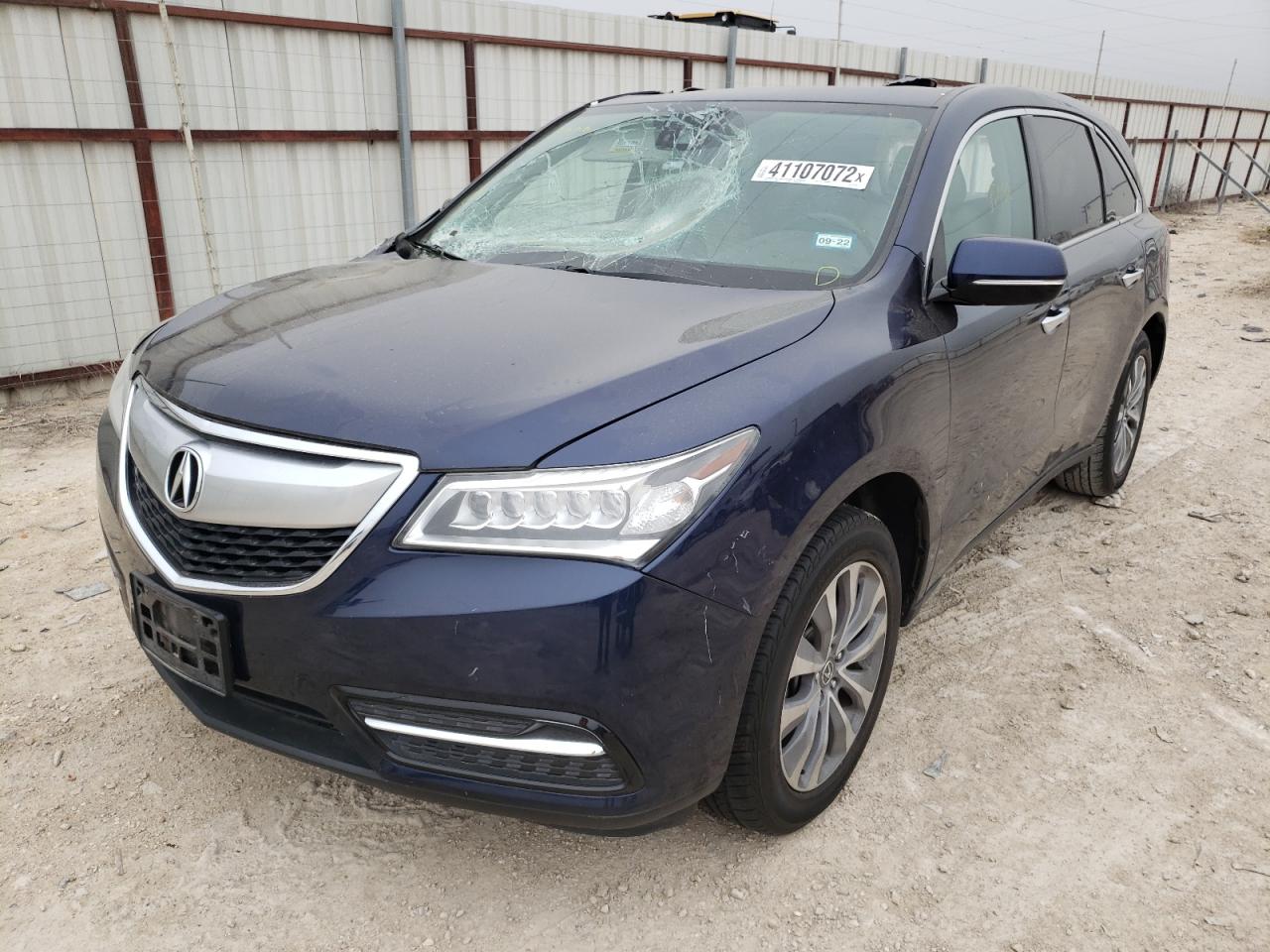 Photo 2 from auction – 2016 ACURA MDX TECHNO with VIN 5FRYD3H44GB020746