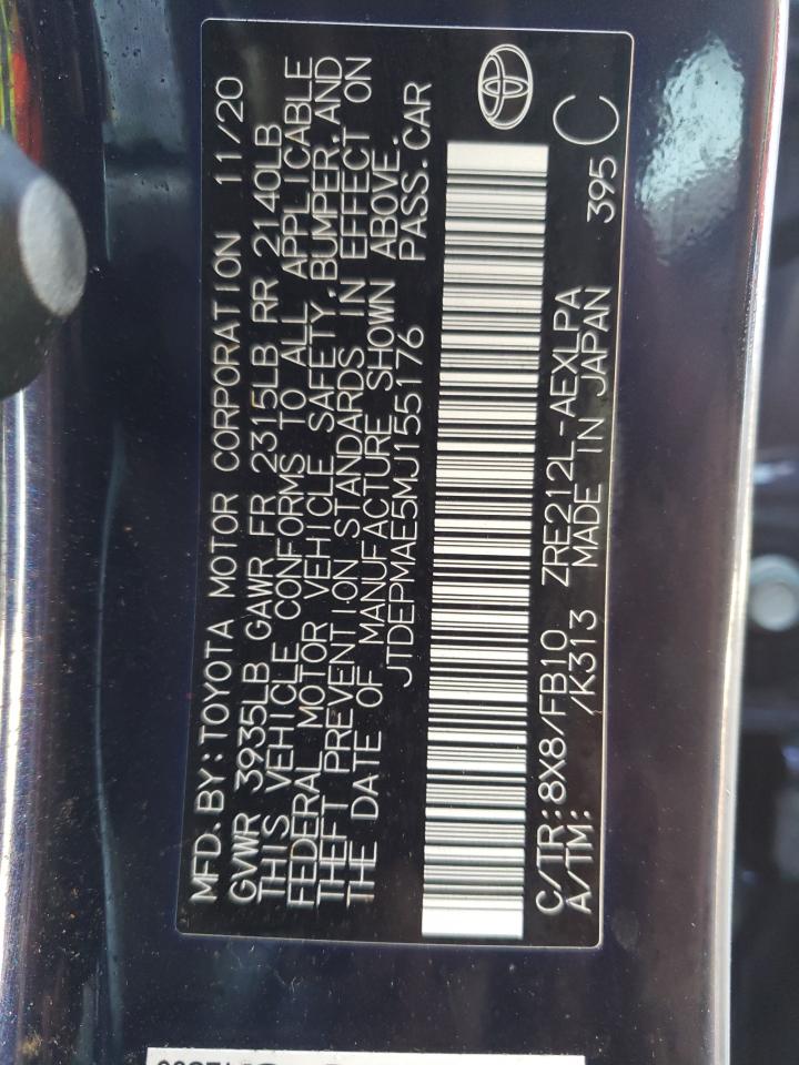Photo 10 from auction – 2021 TOYOTA COROLLA LE with VIN JTDEPMAE5MJ155176