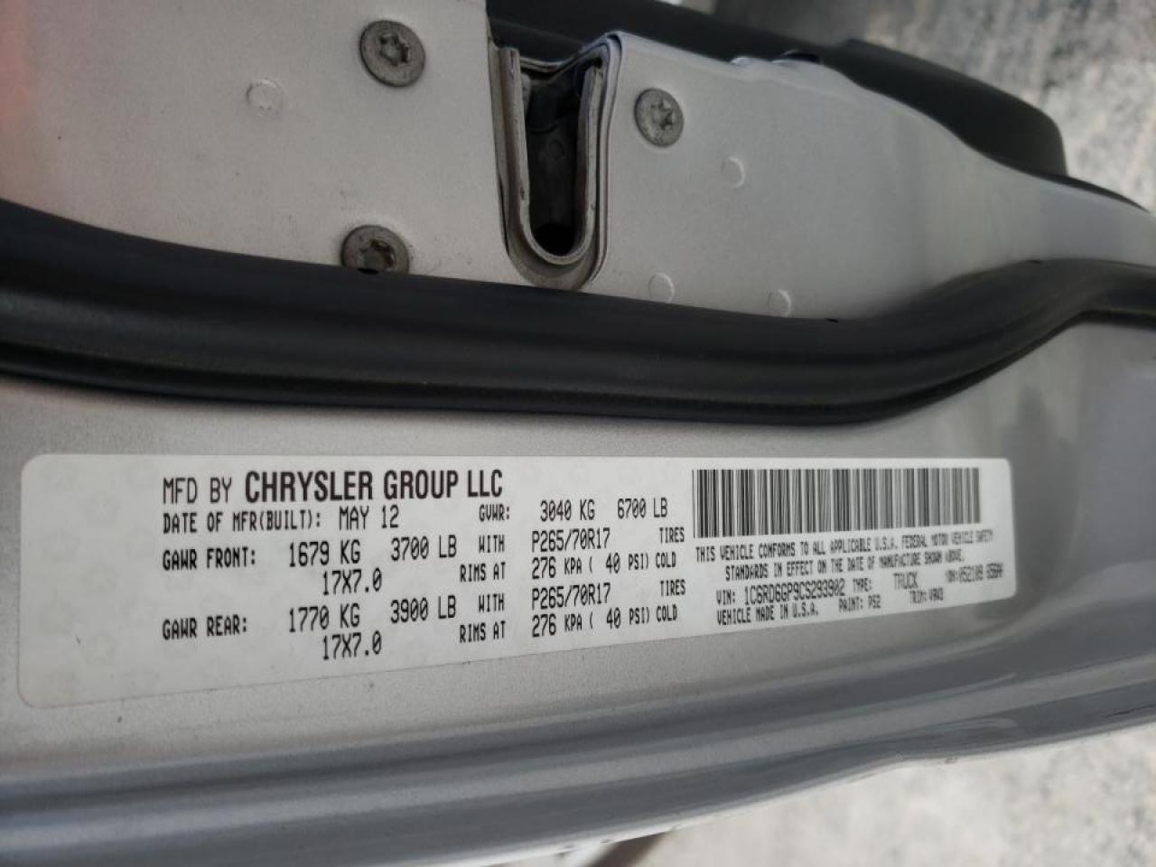 Photo 10 from auction – 2012 DODGE RAM 1500 S with VIN 1C6RD6GP9CS293902