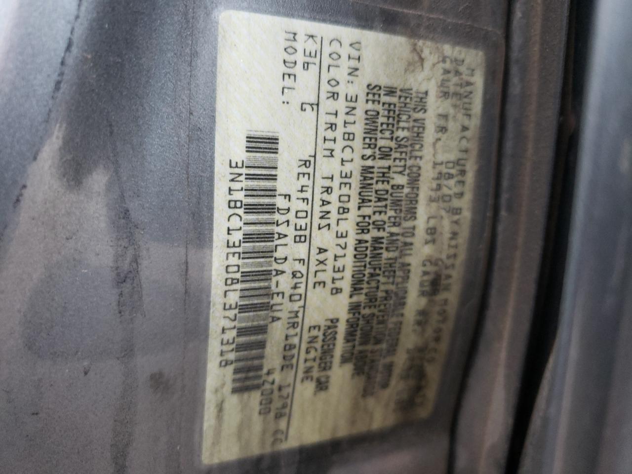 Photo 10 from auction – 2008 NISSAN VERSA S with VIN 3N1BC13E08L371318