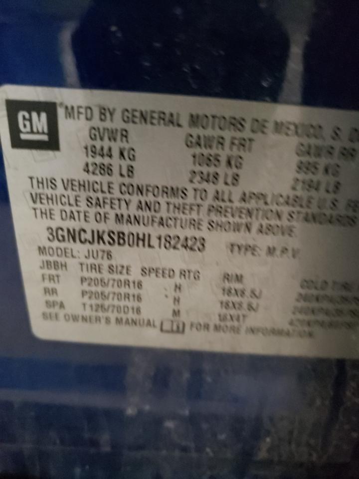Photo 10 from auction – 2017 CHEVROLET TRAX LS with VIN 3GNCJKSB0HL182423