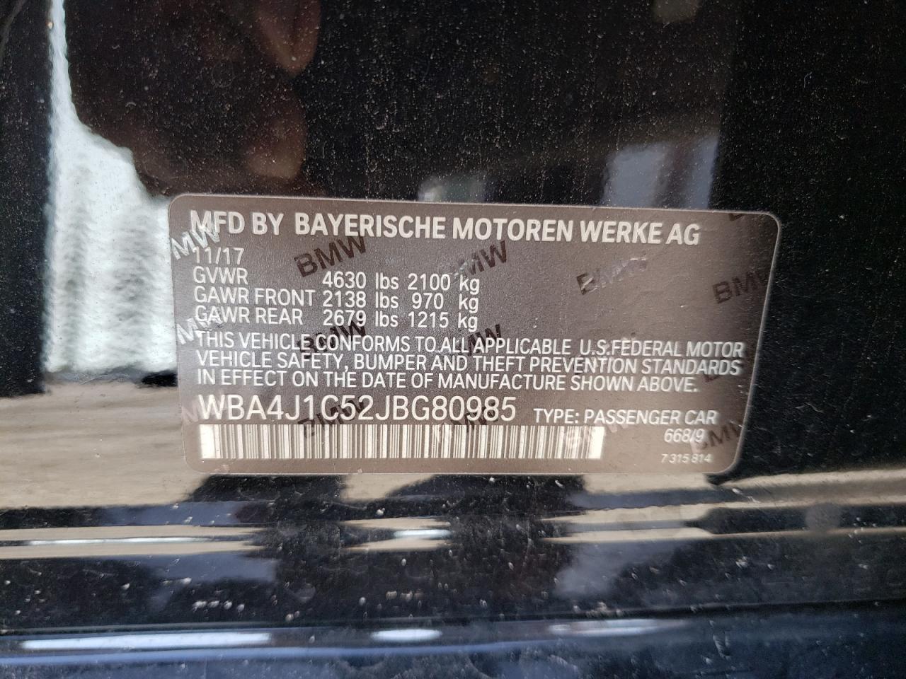 Photo 10 from auction – 2018 BMW 430I GRAN with VIN WBA4J1C52JBG80985