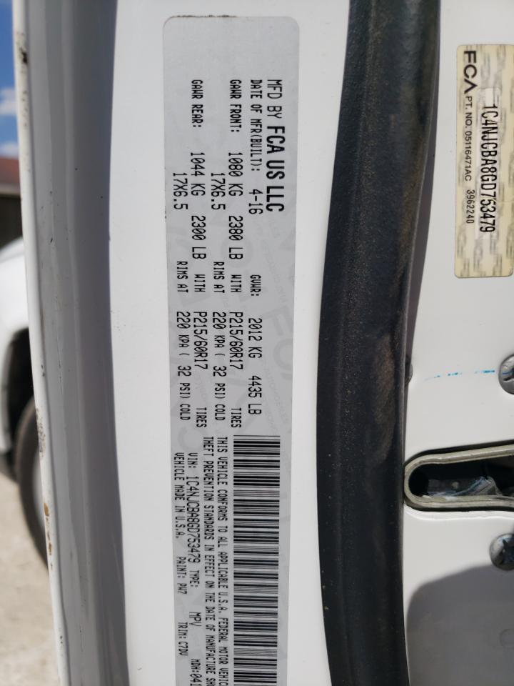 Photo 10 from auction – 2016 JEEP COMPASS SP with VIN 1C4NJCBA8GD753479