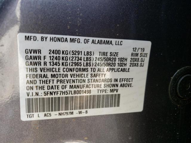 Photo 10 from auction – 2020 HONDA PASSPORT E with VIN 5FNYF7H57LB001498