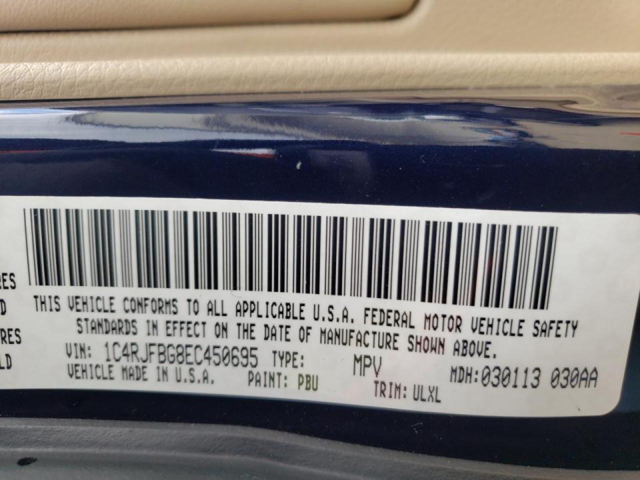 Photo 10 from auction – 2014 JEEP GRAND CHER with VIN 1C4RJFBG8EC450695