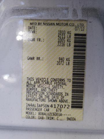 Photo 10 from auction – 2013 NISSAN ALTIMA 2.5 with VIN 1N4AL3AP5DN417072