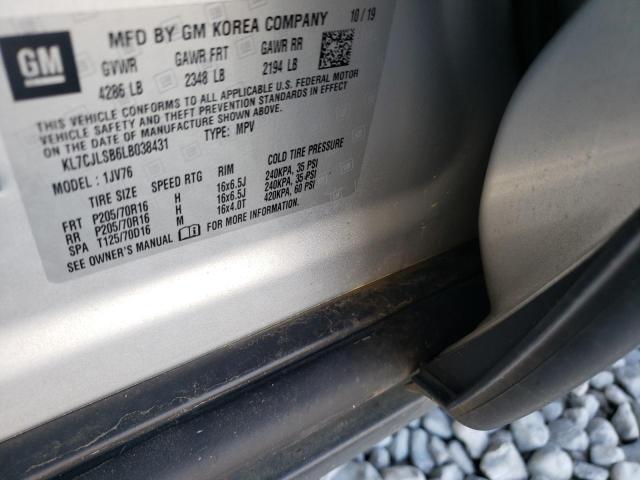 Photo 10 from auction – 2020 CHEVROLET TRAX 1LT with VIN KL7CJLSB6LB038431