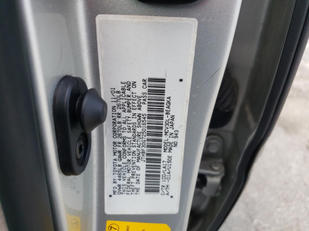 Photo 10 from auction – 2002 LEXUS ES 300 with VIN JTHBF30G725016545
