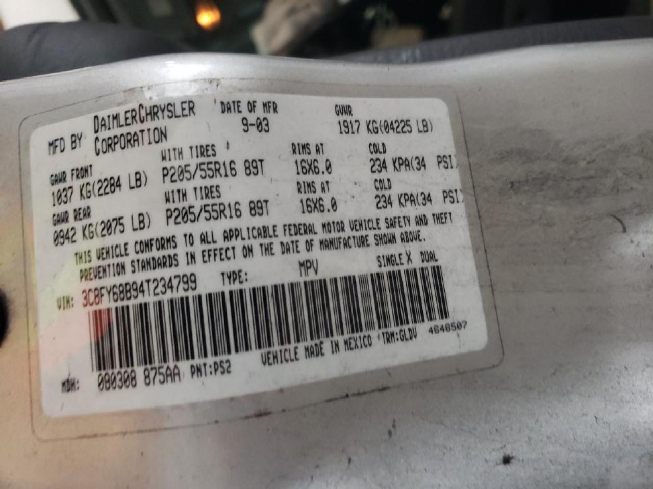 Photo 10 from auction – 2004 CHRYSLER PT CRUISER with VIN 3C8FY68B94T234799