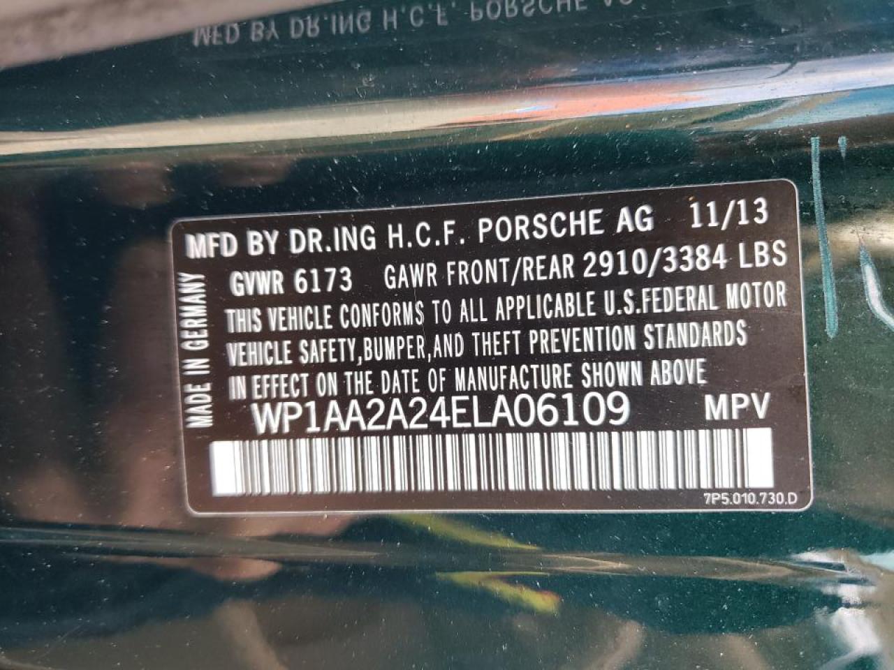 Photo 10 from auction – 2014 PORSCHE CAYENNE with VIN WP1AA2A24ELA06109