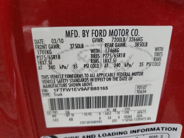 Photo 10 from auction – 2010 FORD F150 SUPER with VIN 1FTFW1EV9AFB85165