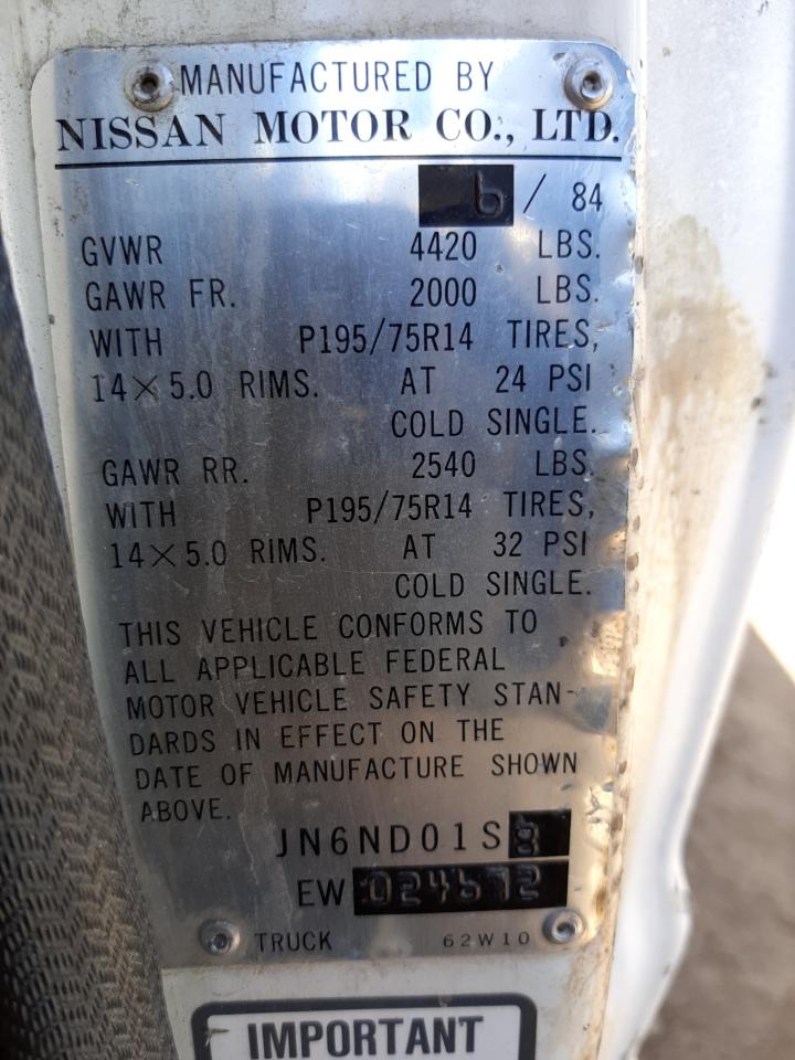 Photo 10 from auction – 1984 DATSUN 720 STANDA with VIN JN6ND01S8EW024672