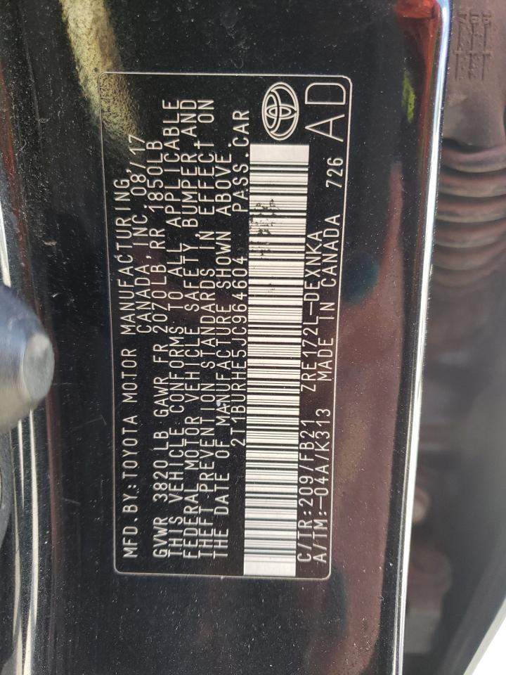 Photo 10 from auction – 2018 TOYOTA COROLLA L with VIN 2T1BURHE5JC964604