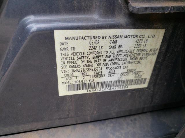 Photo 10 from auction – 2008 NISSAN ALTIMA 2.5 with VIN 1N4AL21E58N535394