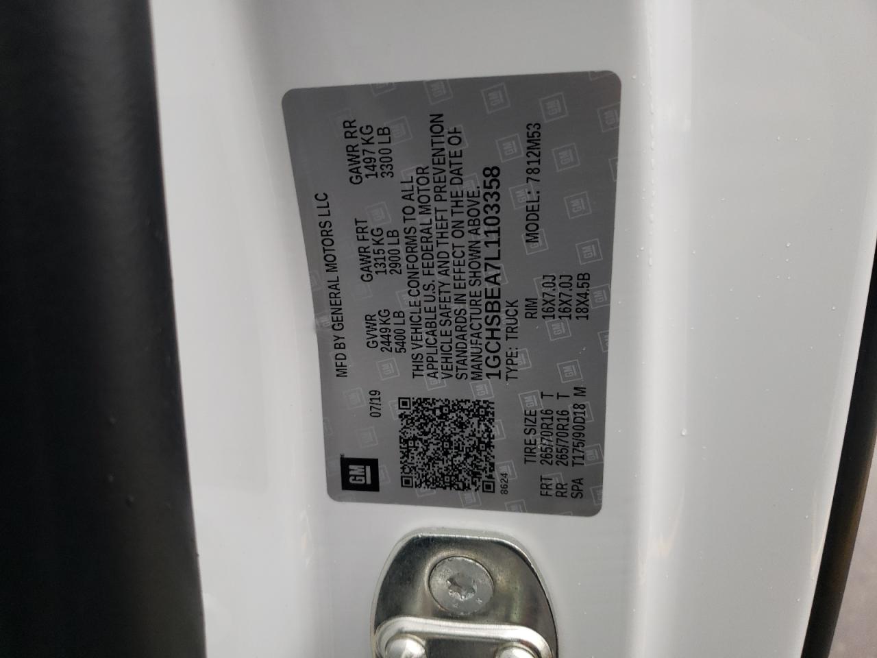 Photo 10 from auction – 2020 CHEVROLET COLORADO with VIN 1GCHSBEA7L1103358