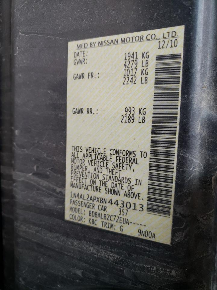 Photo 10 from auction – 2011 NISSAN ALTIMA BAS with VIN 1N4AL2APXBN443013