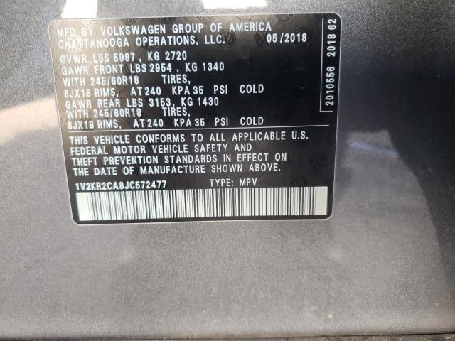 Photo 10 from auction – 2018 VOLKSWAGEN ATLAS SE with VIN 1V2KR2CA8JC572477
