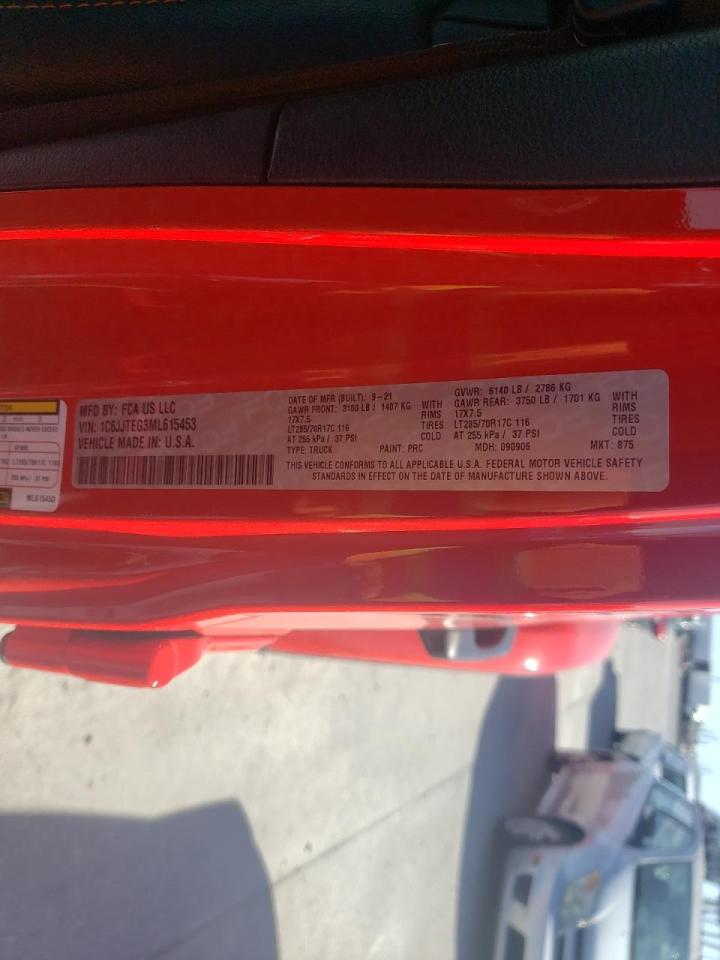 Photo 10 from auction – 2021 JEEP GLADIATOR with VIN 1C6JJTEG3ML615453
