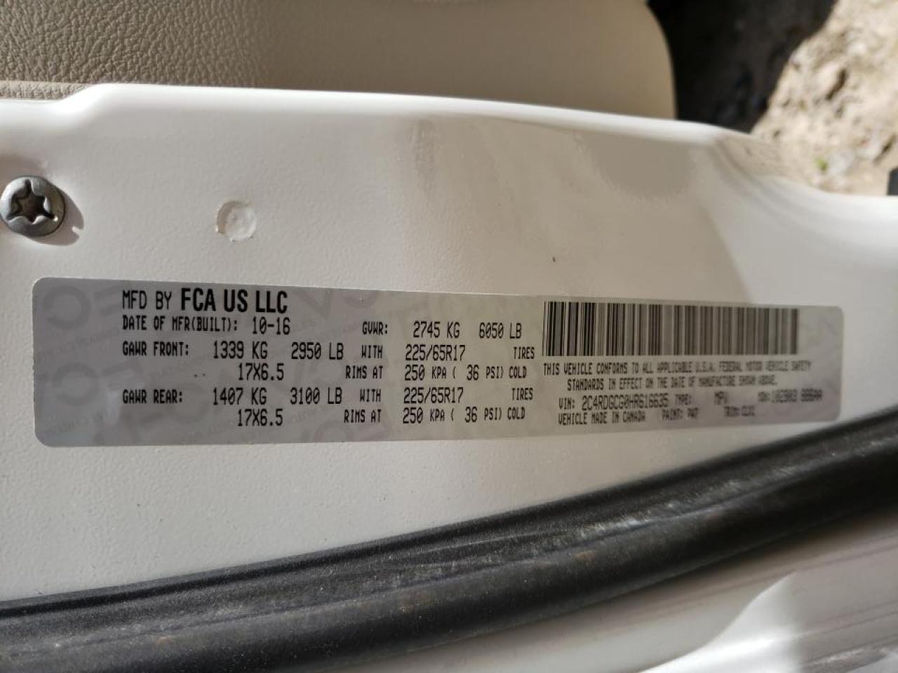 Photo 10 from auction – 2017 DODGE GRAND CARA with VIN 2C4RDGCG0HR616635