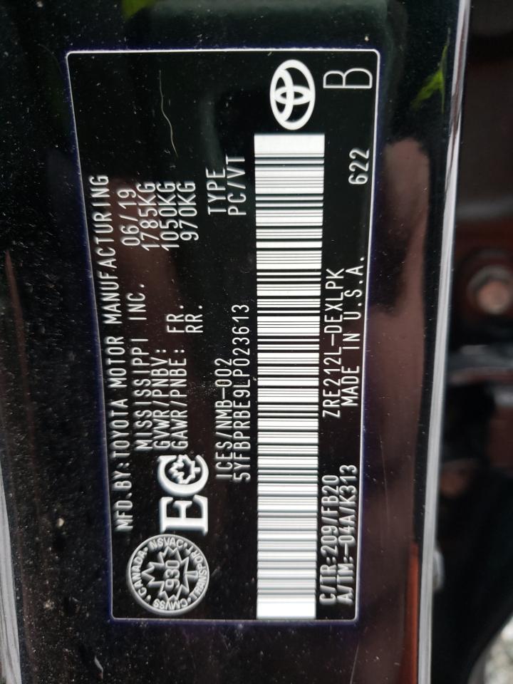 Photo 10 from auction – 2020 TOYOTA COROLLA LE with VIN 5YFBPRBE9LP023613