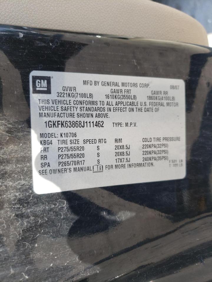 Photo 10 from auction – 2008 GMC YUKON DENA with VIN 1GKFK63868J111462