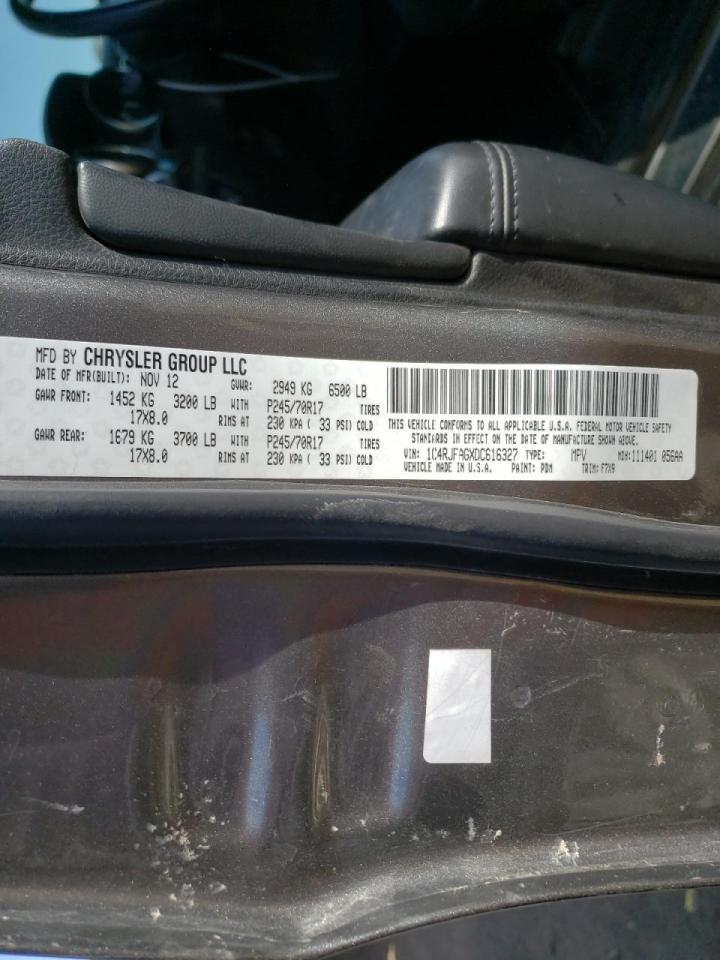 Photo 10 from auction – 2013 JEEP GRAND CHER with VIN 1C4RJFAGXDC616327