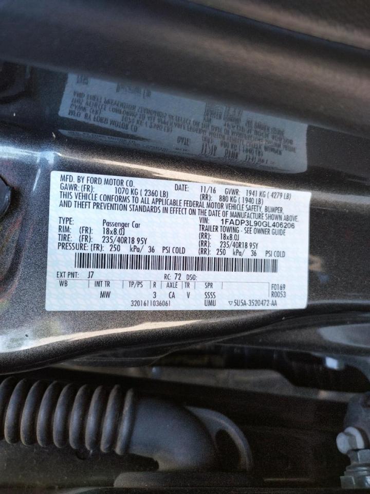Photo 10 from auction – 2016 FORD FOCUS ST with VIN 1FADP3L90GL406206