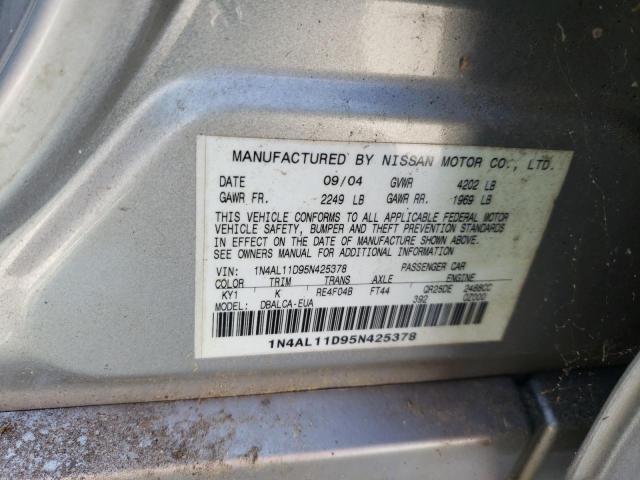 Photo 10 from auction – 2005 NISSAN ALTIMA S with VIN 1N4AL11D95N425378