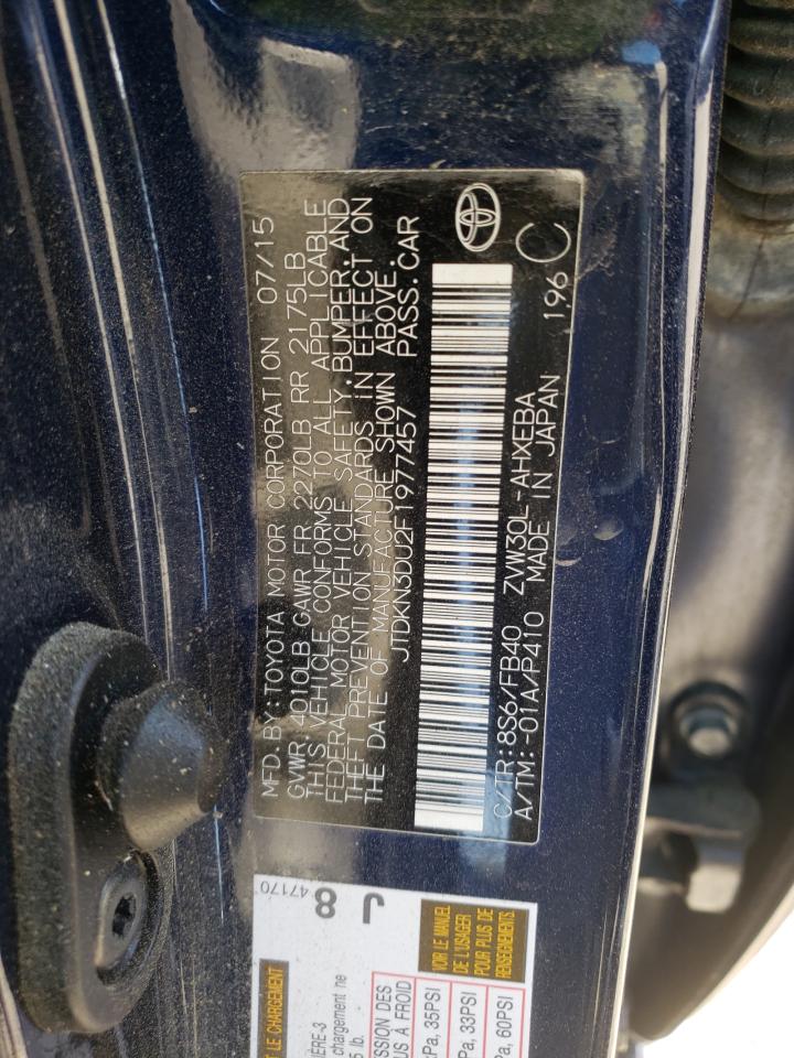 Photo 10 from auction – 2015 TOYOTA PRIUS with VIN JTDKN3DU2F1977457