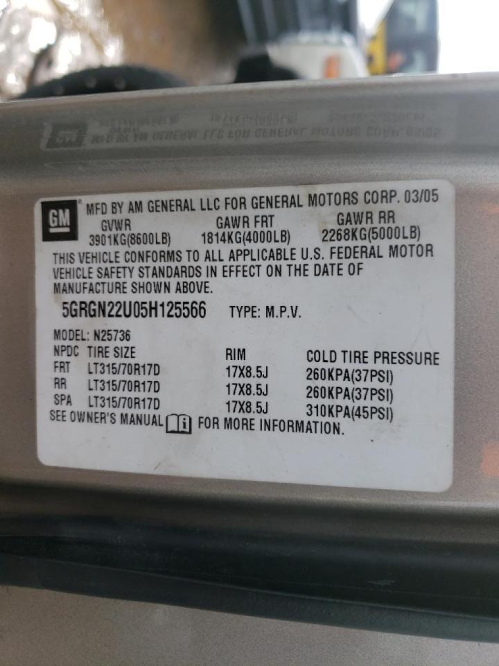 Photo 10 from auction – 2005 HUMMER H2 SUT with VIN 5GRGN22U05H125566