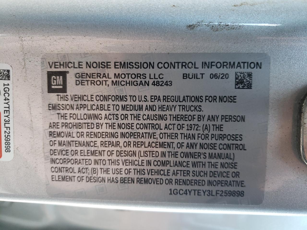 Photo 10 from auction – 2020 CHEVROLET 3500HD with VIN 1GC4YTEY3LF259898