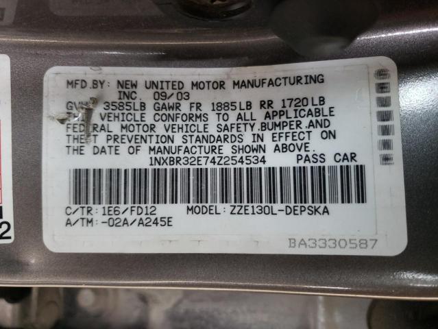 Photo 10 from auction – 2004 TOYOTA COROLLA CE with VIN 1NXBR32E74Z254534