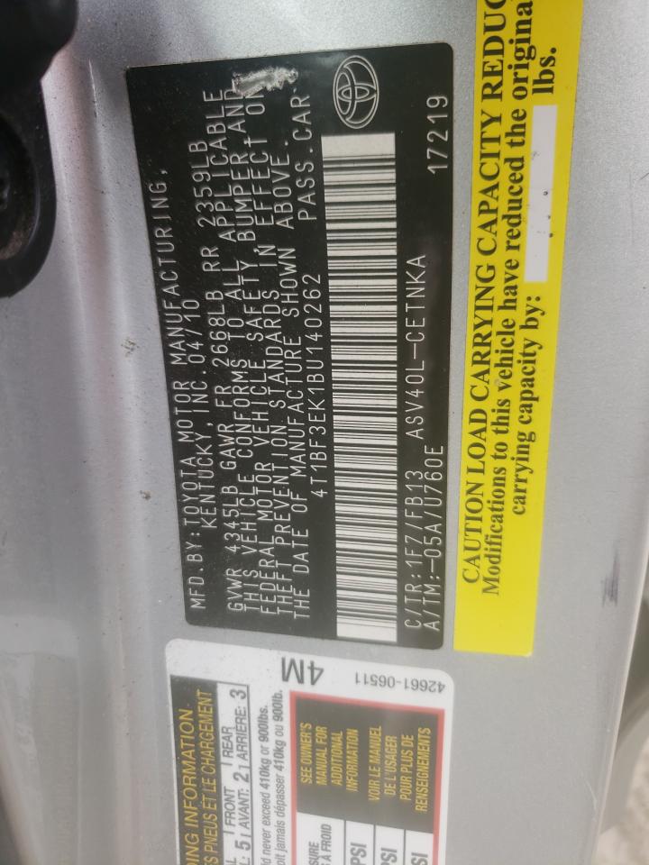 Фото 10 с аукциона – 2011 TOYOTA CAMRY BASE с VIN 4T1BF3EK1BU140262