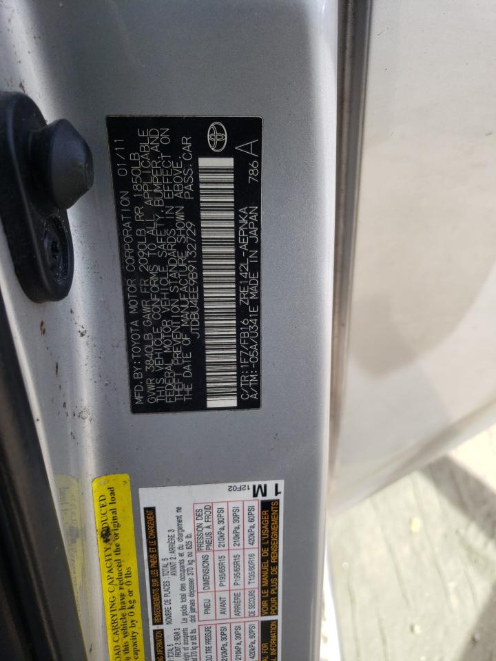 Photo 10 from auction – 2011 TOYOTA COROLLA BA with VIN JTDBU4EE9B9132729