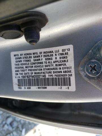 Photo 10 from auction – 2013 HONDA CIVIC EXL with VIN 19XFB2F94DE021145