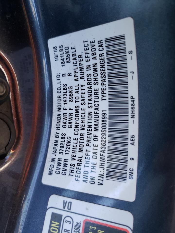 Photo 10 from auction – 2009 HONDA CIVIC HYBR with VIN JHMFA36229S008991