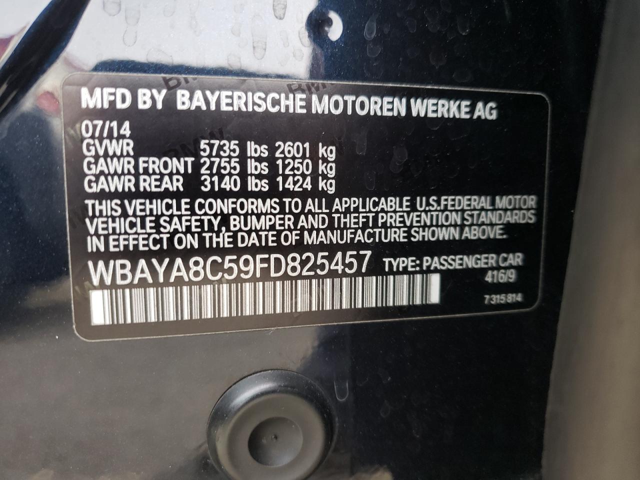 Photo 10 from auction – 2015 BMW 750 I with VIN WBAYA8C59FD825457