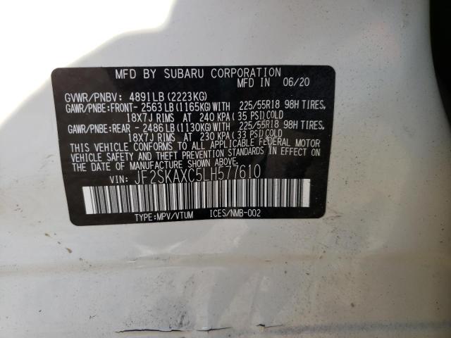 Photo 10 from auction – 2020 SUBARU FORESTER T with VIN JF2SKAXC5LH577610