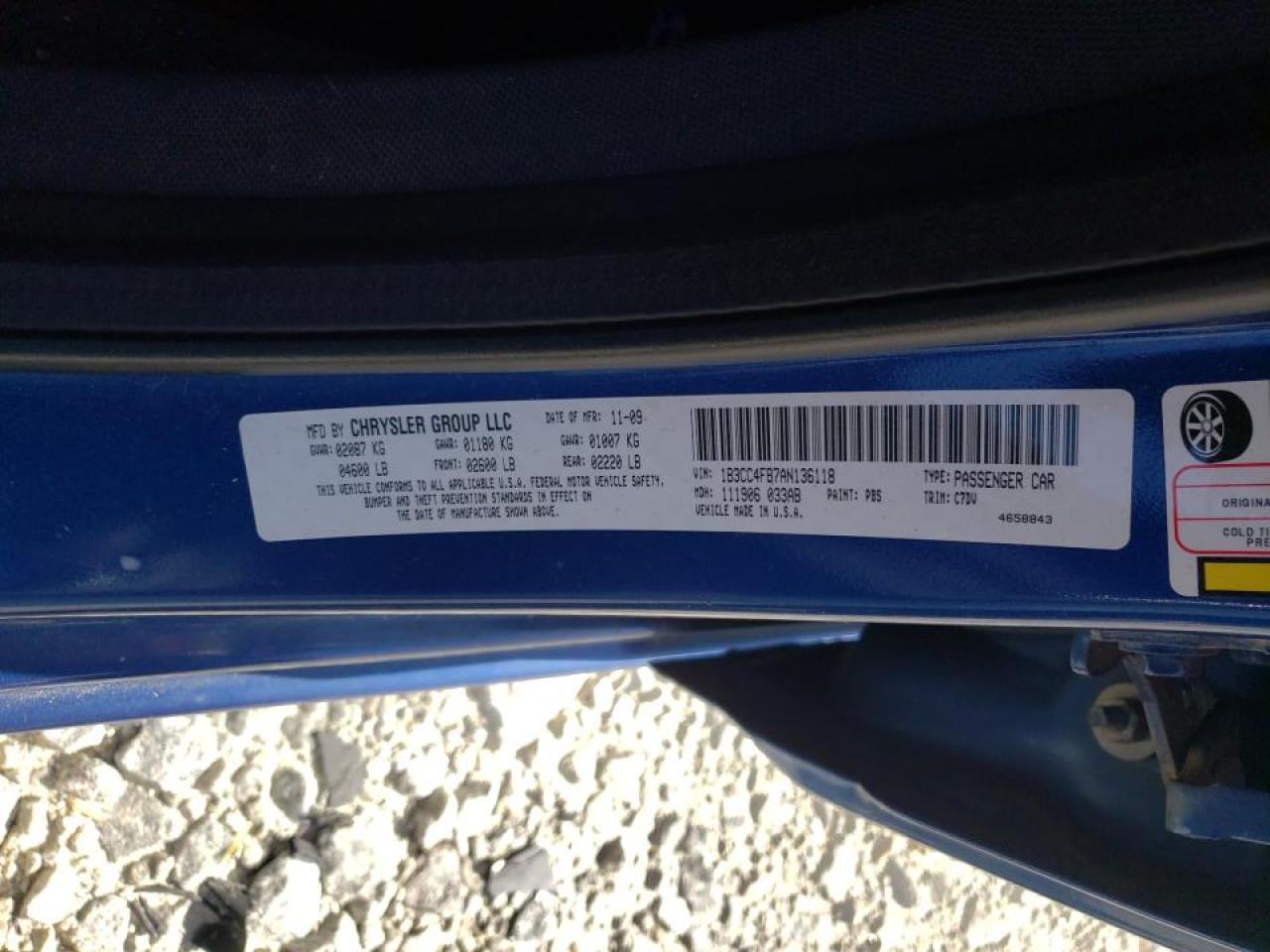 Photo 10 from auction – 2010 DODGE AVENGER SX with VIN 1B3CC4FB7AN136118