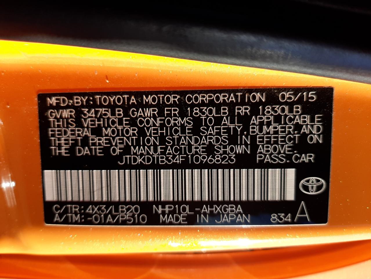 Photo 10 from auction – 2015 TOYOTA PRIUS C with VIN JTDKDTB34F1096823
