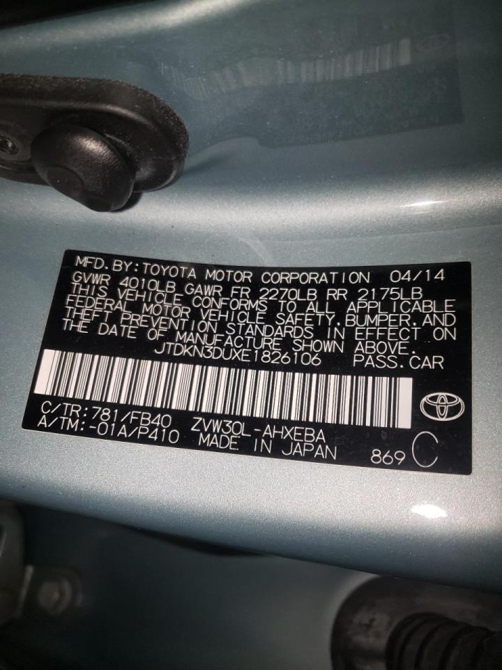 Photo 10 from auction – 2014 TOYOTA PRIUS with VIN JTDKN3DUXE1826106