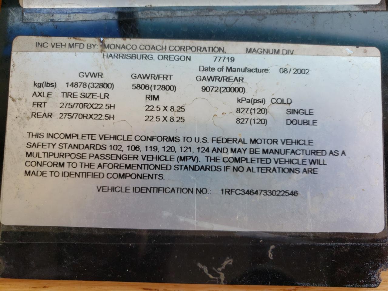 Photo 10 from auction – 2003 ROADMASTER RAIL MAGNUM B-S with VIN 1RFC3464733022546