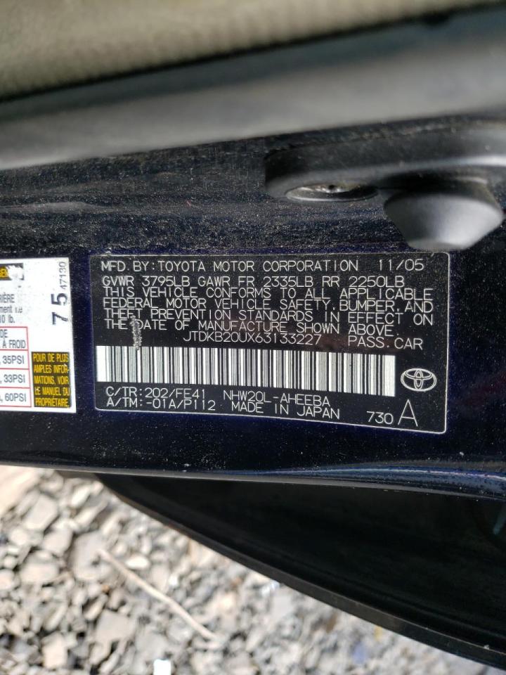 Photo 10 from auction – 2006 TOYOTA PRIUS with VIN JTDKB20UX63133227