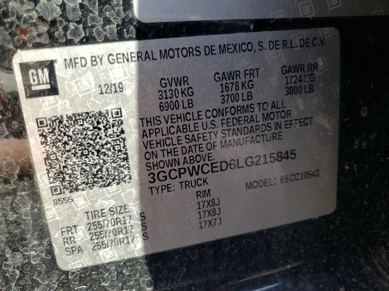 Photo 10 from auction – 2020 CHEVROLET SILVERADO with VIN 3GCPWCED6LG215845