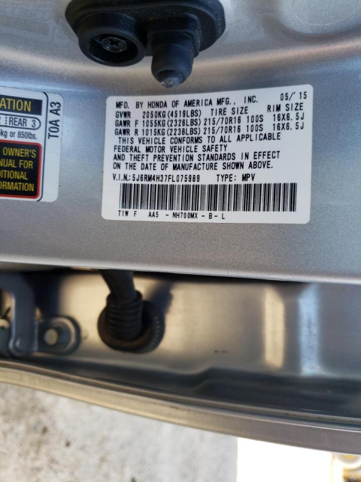 Photo 10 from auction – 2015 HONDA CR-V LX with VIN 5J6RM4H37FL075989