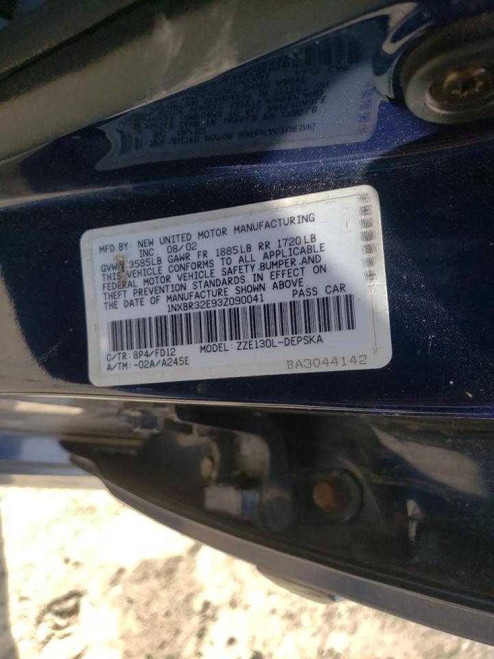 Photo 10 from auction – 2003 TOYOTA COROLLA CE with VIN 1NXBR32E93Z090041