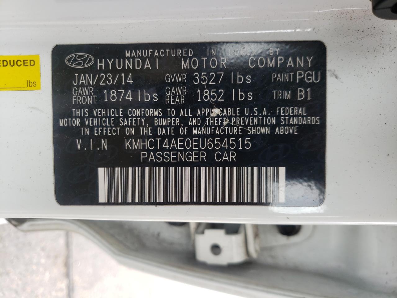 Photo 10 from auction – 2014 HYUNDAI ACCENT GLS with VIN KMHCT4AE0EU654515