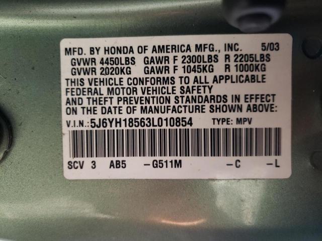 Foto 10 de la subasta – 2003 HONDA ELEMENT EX con VIN 5J6YH18563L010854