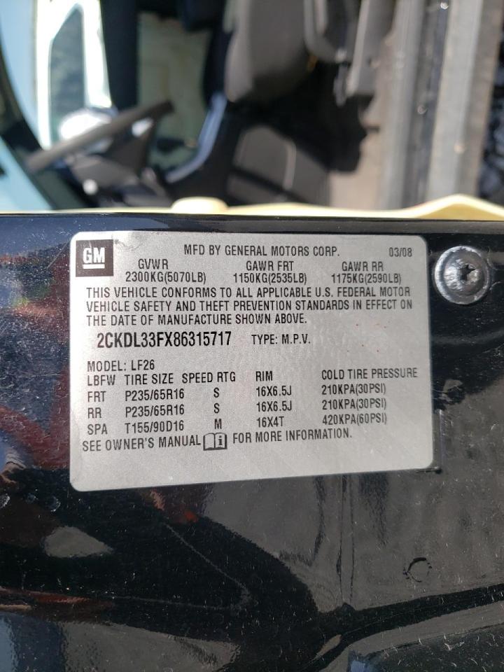 Photo 10 from auction – 2008 PONTIAC TORRENT with VIN 2CKDL33FX86315717